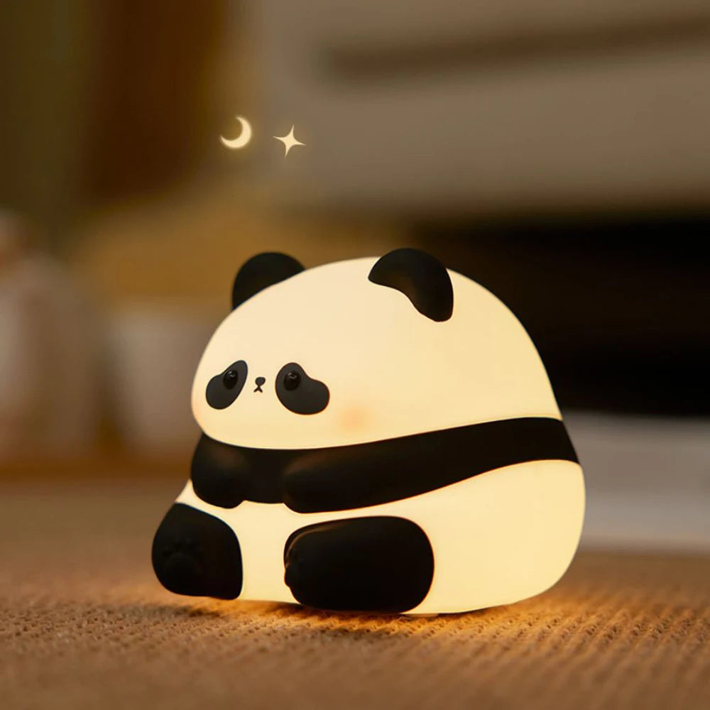 Panda Night Lights for Kids Cute Animal Silicone Timing Rechargeable Lamp Cartoon Panda Bedroom Decoration Kids Boys Girls Gift
