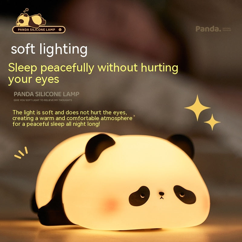 Panda Night Lights for Kids Cute Animal Silicone Timing Rechargeable Lamp Cartoon Panda Bedroom Decoration Kids Boys Girls Gift