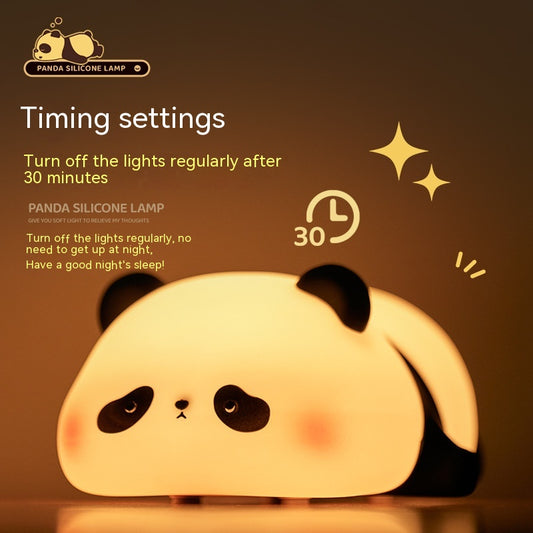 Panda Night Lights for Kids Cute Animal Silicone Timing Rechargeable Lamp Cartoon Panda Bedroom Decoration Kids Boys Girls Gift
