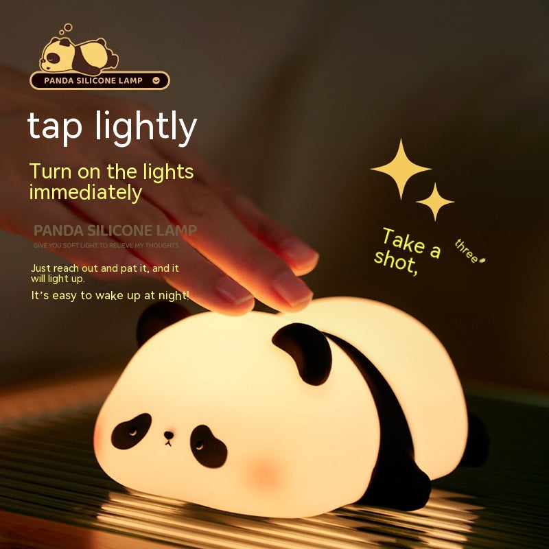 Panda Night Lights for Kids Cute Animal Silicone Timing Rechargeable Lamp Cartoon Panda Bedroom Decoration Kids Boys Girls Gift