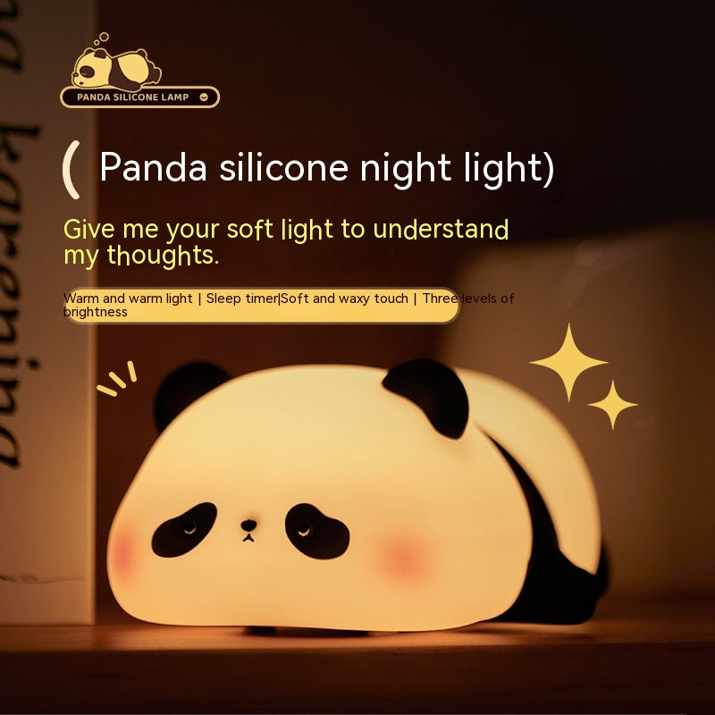 Panda Night Lights for Kids Cute Animal Silicone Timing Rechargeable Lamp Cartoon Panda Bedroom Decoration Kids Boys Girls Gift